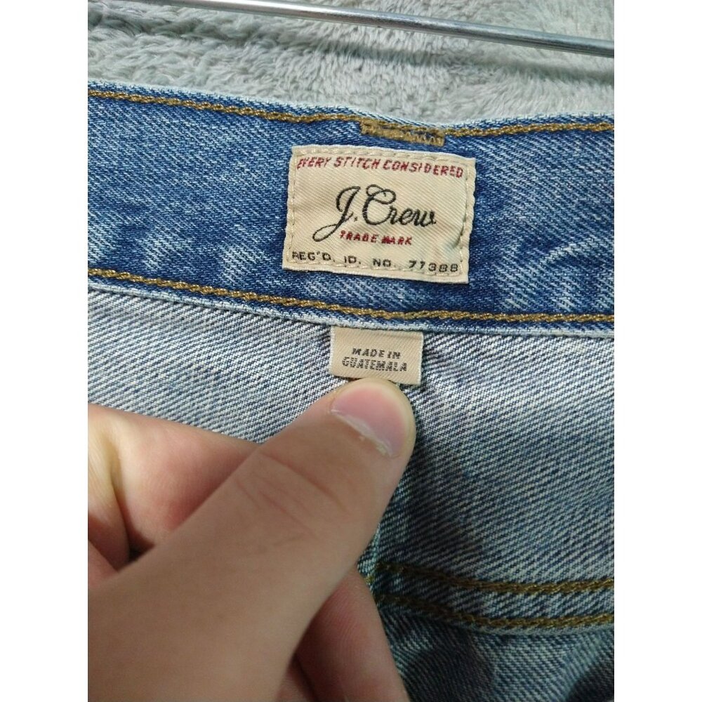 J Crew Jeans Mens 34x30 Blue Denim 484 Slim Fit Tapered Leg Mid Rise Distressed - Picture 7 of 11